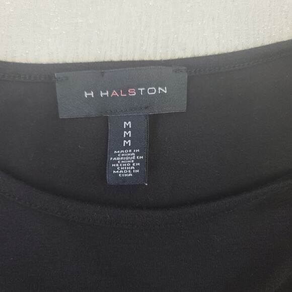 H Halston women's black Sleeveless top gold button detail Size Medium office - Picture 8 of 9